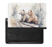 Bear on Train Tracks Passport Holder Passport Cover Protector Essentials with Credit Card Slots for Women Men