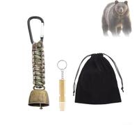 Bear Outdoor Safety Kit Including Cast Aluminum Bell Whistle and Rope Keychain for Backpackers and Hikers
