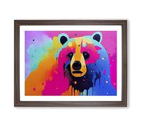 Bear Paint Splash Vol.1 Abstract H1022 Framed Print for Living Room Bedroom Home Office Décor, Wall Art Picture Ready to Hang, Walnut A2 Frame (64 x 46 cm)