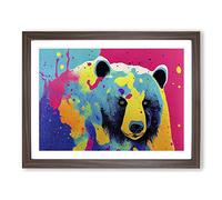 Bear Paint Splash Vol.2 Abstract H1022 Framed Print for Living Room Bedroom Home Office Décor, Wall Art Picture Ready to Hang, Walnut A2 Frame (64 x 46 cm)
