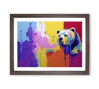 Bear Paint Splash Vol.3 Abstract H1022 Framed Print for Living Room Bedroom Home Office Décor, Wall Art Picture Ready to Hang, Walnut A4 Frame (34 x 25 cm)