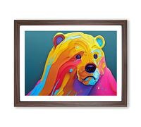Bear Paint Splash Vol.4 Abstract H1022 Framed Print for Living Room Bedroom Home Office Décor, Wall Art Picture Ready to Hang, Walnut A4 Frame (34 x 25 cm)
