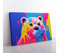 Bear Paint Splash Vol.5 Abstract Canvas Wall Art Print Ready to Hang, Framed Picture for Living Room Bedroom Home Office Décor, 60x40 cm (24x16 Inch)
