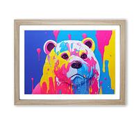 Bear Paint Splash Vol.5 Abstract H1022 Framed Print for Living Room Bedroom Home Office Décor, Wall Art Picture Ready to Hang, Oak A4 Frame (34 x 25 cm)