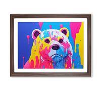 Bear Paint Splash Vol.5 Abstract H1022 Framed Print for Living Room Bedroom Home Office Décor, Wall Art Picture Ready to Hang, Walnut A3 Frame (46 x 34 cm)