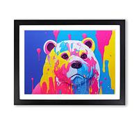 Bear Paint Splash Vol.5 Abstract H1022 Framed Print for Living Room Bedroom Home Office Décor, Wall Art Picture Ready to Hang, Black A2 Frame (64 x 46 cm)