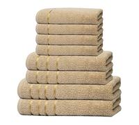 Bear&Panda 8-Piece Bath Towel Bale gift set - Ultra Soft and Super Absorbent - Quick Dry - 100% Cotton - 4 Face Towels, 2 Hand towels and 2 Bath Towels (Beige)