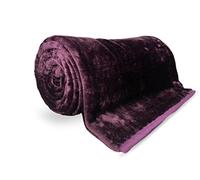 Bear&Panda Cosy Faux Fur Mink Throw Blankets Silver Grey Travel Size - Super Soft Fluffy Warm Solid Bed Throws for Sofas Blanket 150x200cm Flannel Fleece (Aubergine, King 200 x 240 cm)