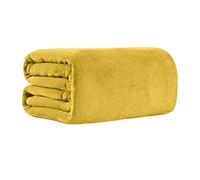 Bear & Panda Flannel Fleece Throw Blanket G Large Travel Sofa Bed Blanket Super Soft Fluffy Warm Throws Microfibre Blanky (Mustard, 200 x 240 cm)