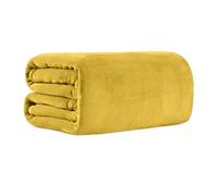 Bear&Panda Flannel Fleece Throw Blanket Soft & Warm, Mustard, 152 x 203 cm | Cosy Microfibre Fleece Throw, Fade & Stain Resistant, Quick-Dry & Reversible Perfect For Sofa, Bed, Camping & Travel Blanket