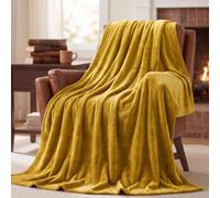 Bear&Panda Flannel Fleece Throw Blanket Soft & Warm, Mustard, 200 x 240 cm | Cosy Microfibre Fleece Throw, Fade & Stain Resistant, Quick-Dry & Reversible Perfect For Sofa, Bed, Camping & Travel Blanket