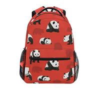 Bear Panda Red School Backpack for Boys Girls Kids Travel Bag Bookbag
