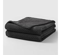 Bear & Panda Waffle Flannel Fleece Mink Throw - Sofa/Bedspread/travel Blankets - Honeycomb Super Soft, light-weighted, Warm, Cosy Large Size Single, Double, King - Charcoal Single (127 x 152 cm)