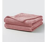 Bear & Panda Waffle Flannel Fleece Mink Throw - Sofa/Bedspread/travel Blankets - Honeycomb Super Soft, light-weighted, Warm, Cosy Large Size Single, Double, King - Blush Pink King (200 x 240cm)
