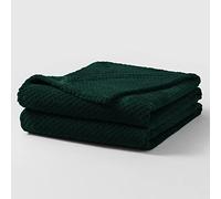 Bear & Panda Waffle Flannel Fleece Mink Throw - Sofa/Bedspread/travel Blankets - Honeycomb Super Soft, light-weighted, Warm, Cosy Large Single, Double, King - Forest Green, Single (127 x 152 cm)