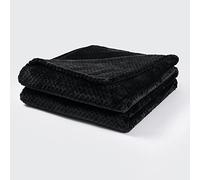 Bear & Panda Waffle Flannel Fleece Mink Throw - Sofa/Bedspread/travel Blankets -Honeycomb Super Soft, light-weighted, Warm, Cosy Large Size Single, Double, King (Black, Double (152 x 203cm))