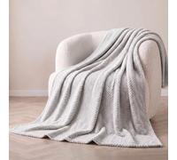Bear & Panda Waffle Flannel Fleece Throw Blanket, Silver Grey, 152 x 203 cm | Soft Brushed Flannel Fleece, Waffle Texture, Made From 100% Microfibre Polyester - Warm Cosy Throw For Sofa, Bed & Travel