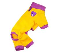 Bear Pattern Plush Dog Jumpsuit Colorful With D Ring Clothing Comfortable Pet Base Shirt Warm Dogs Pajamas(Yellow,M)