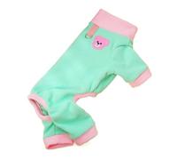 Bear Pattern Plush Dog Jumpsuit Colorful With D Ring Clothing Comfortable Pet Base Shirt Warm Dogs Pajamas(Green,L)