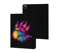 Bear Paw LGBT Rainbow Flag Gay Case Compatible for iPad Pro 2020/2021/2022 (12.9in) Tablet Cases Stand Protective Cover with Sleep/Wake