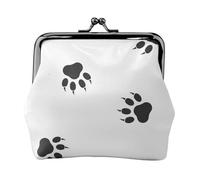 Bear paw Print Compact Coin Purse 4.52 x 4.13in Cute Mini Wallet with Kiss Lock Waterproof Pouch