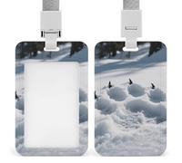 Bear Paw Print ID Badge Holder - Retractable Badge Reel, Vertical Card Name Tag Holder with Breakaway Lanyard, ID Cards Holders Case for Nurse Security Staff Women Men