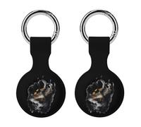 Bear Paw Print Keychain Holder Case Compatible with AirTag Waterproof Silicone Shell Protective Case 2PCS