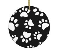Bear Paw Print Personalized Christmas Decorations,Round Ceramic Decorations,Home Decoration Pendants