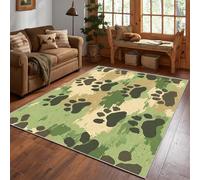 Bear Paw Print Rug, Camouflage Military Area Rug Small 50x80cm, Machine Washable Non Slip Soft Entry Floor Carpet for Entrance Hallway, Animal Paw Print Home Decor & Gifts D#1157