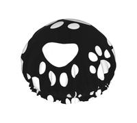 Bear Paw Print Shower Cap For Women Reusable Double Layer Stylish Soft Bath Cap With Lining Elastic Band