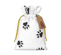 Bear Paw Print Small Drawstring Pouch For Gifts,Reusable Gift Bag,For Holiday And Party Presents