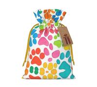 Bear Paw Print Stylish Drawstring Pouches,Reusable Drawstring Gift Bags,Perfect For Holiday And Party