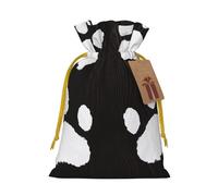 bear paw Printed Christmas Drawstring Bags Reusable Bag for Christmas Party Xmas Gift Wrapping, Yellow Ribbon, S