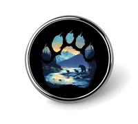 Bear Paw Silhouette Round Badge Cute Pins Brooches for Hat Jacket Shirt Backpack Decor