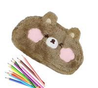 Bear Pencil Case,Plush Stationery Pen Case - Cute Bear Big Pencil Case, Multifunctional Office Supply Organizer Stationery Box