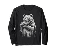 Bear Photographer Forest Nature Wildlife Vintage Long Sleeve T-Shirt