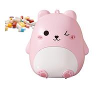 Bear Pill Organizer - Compact Weekly Medicine Dispenser for Portable Supplement Storage, Management with Secure Lids, Cartoon Case for Gym, Outdoor, Camping, Colorful Design