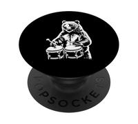 Bear Playing Bongos Music Animal Rhythm Fun PopSockets Adhesive PopGrip