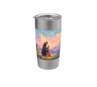Bear Playing Cello Mountain Landscape Stainless Steel Insulated Tumbler