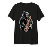 Bear Playing Saxophone Jazz Musician Premium T-Shirt
