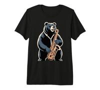 Bear Playing Saxophone Jazz Musician Premium T-Shirt