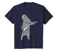 Bear Plays Electric Guitar and Roars at The Same time T-Shirt, Youth, Navy Blue, 2T