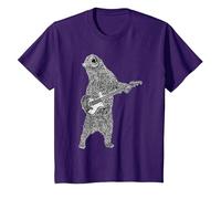 Bear Plays Electric Guitar and Roars at The Same time T-Shirt, Youth, Purple, X-Small