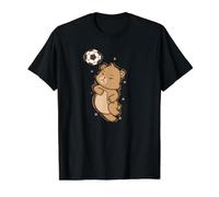 Bear Plays Soccer Forest Animal Value Graphic T-Shirt, Men, Black, M