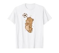 Bear Plays Soccer Forest Animal Value Graphic T-Shirt, Men, White, L
