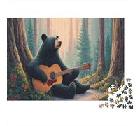 Bear Plays The Guitar in The Quiet Forest Rätsel Für Erwachsene || 1000pcs (75x50cm) Puzzles Lernspiele Home Decor Puzzles