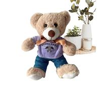 Bear Plush | Bear Cushion with Bat T-Shirt - Cute Cartoon | for Kids, Birthdays, Holidays, Sofa, Study, Travel,
