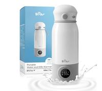 Bear Portable Bottle Warmer for Travel, Milk Warmer for Breastmilk Formula, 500ml Large Capacity Water Warmer with Precise Temp Control, Fast Heating&Long Battery for Travel Car Airplane