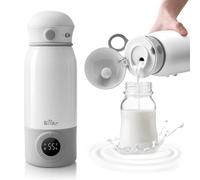 Bear Portable Milk Warmer for Travel, 3 Mins Fast Heating & 7 Times Long Battery Life, Precise Temperature Control Portable Bottle Warmer with Dual Heating Modes for Breastmilk & Water,500ml