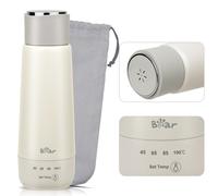 Bear Portable Travel Electric Kettle with 4 Temperature Control Settings and Keep Warm Function,Fast Boil 300ml Capacity - Double Layer 304 Stainless Steel - Includes Storage Bag-Plugged in to Use